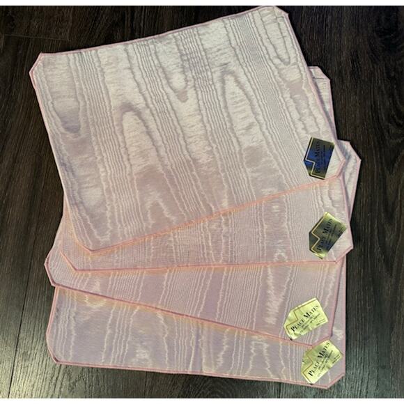 Vintage New Pink Textured Cotton Place Mates Set‎ of 4 - Picture 4 of 6
